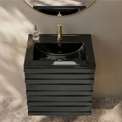 18" Vanity Sink Top in Glossy Black
