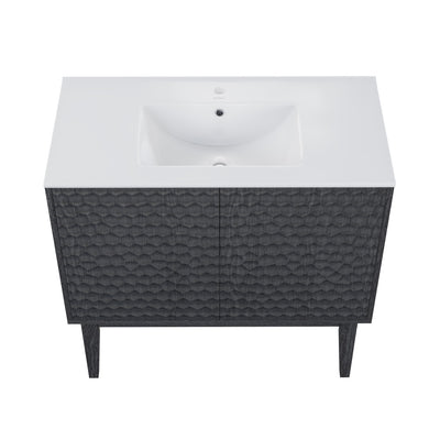 Bosse 36" Freestanding Bathroom Vanity in Black Oak with Sink Top