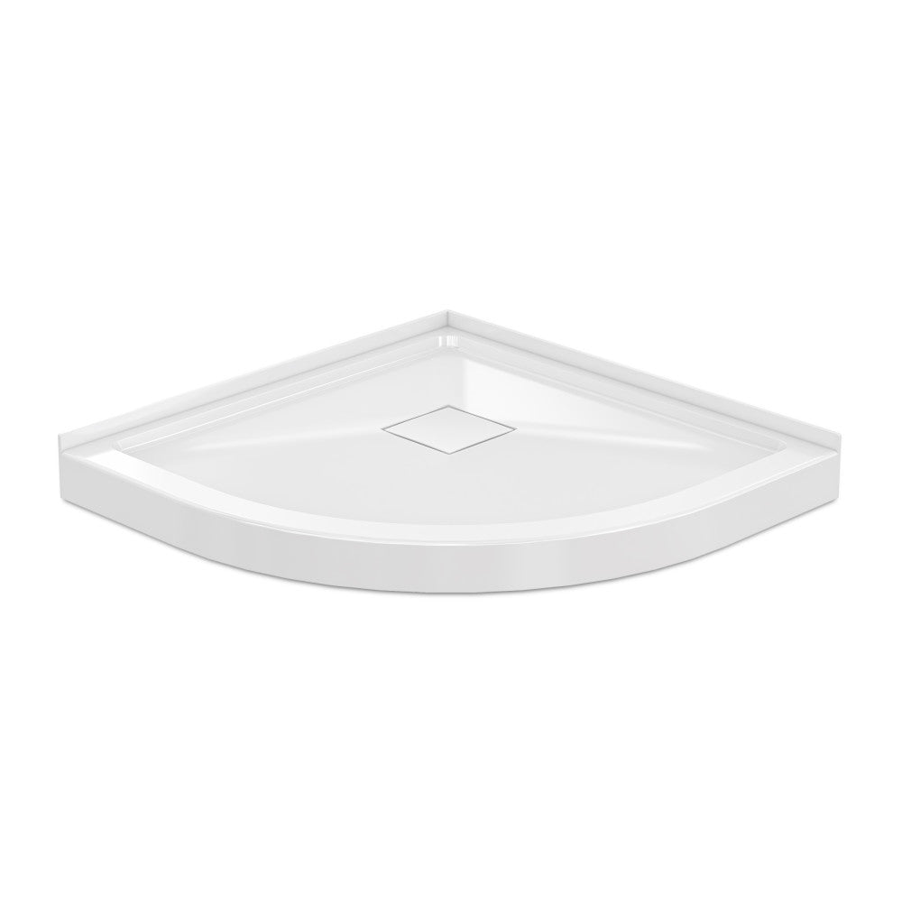 Marquette 38" x 38" Round Corner Double-Threshold Shower Pan Base with Center Drain in Glossy White