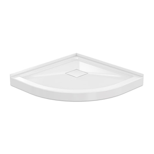 Marquette 38" x 38" Round Corner Double-Threshold Shower Pan Base with Center Drain in Glossy White