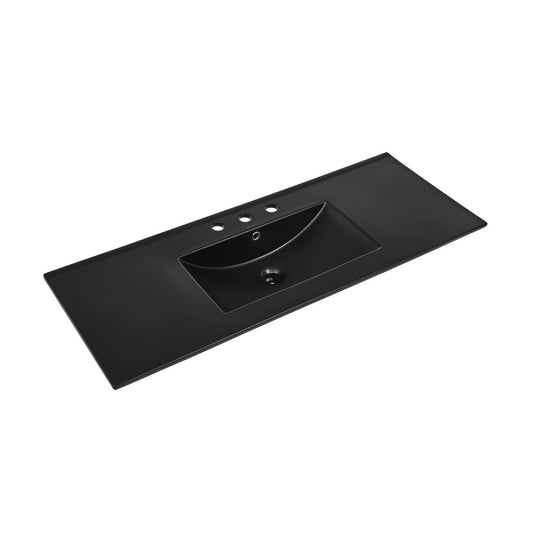 48" 3-Hole Widespread Vanity Sink Top in Glossy Black