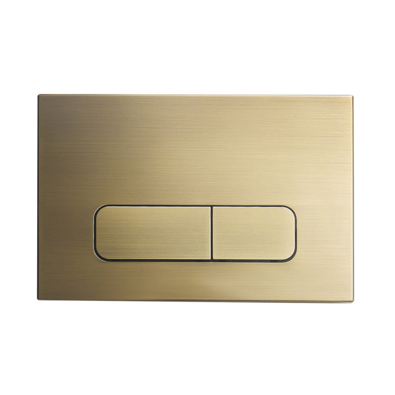 Wall Mount Dual Flush Actuator Plate with Rectangle Push Buttons in Brushed Brass