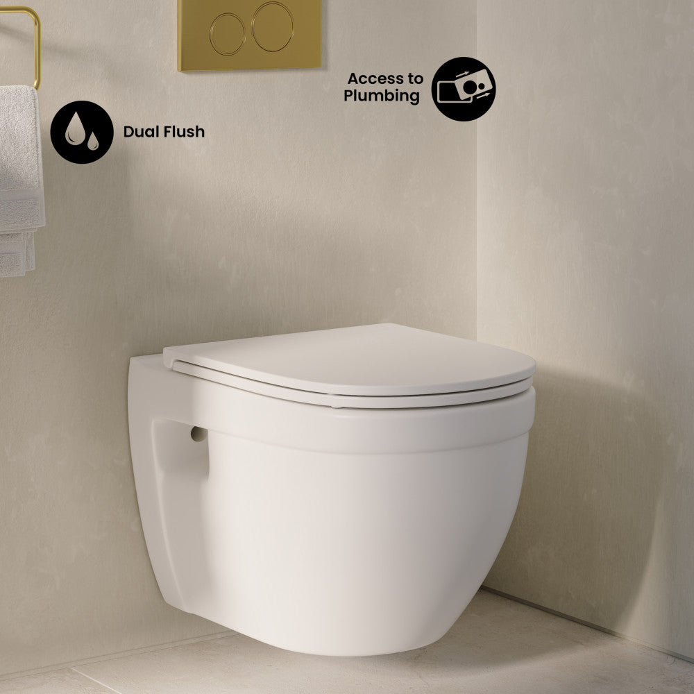 Ivy Wall-Hung Elongated Toilet Bowl Only in Matte White