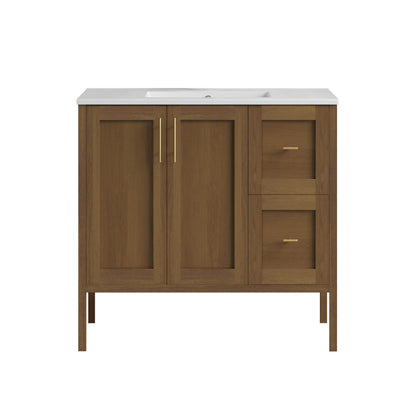 Forme 36" Modular Freestanding Bathroom Vanity with Sink Top in Brown Oak