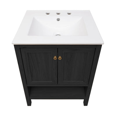 Château 24" Freestanding Bathroom Vanity in Black Oak with 3-Hole Widespread Sink Top