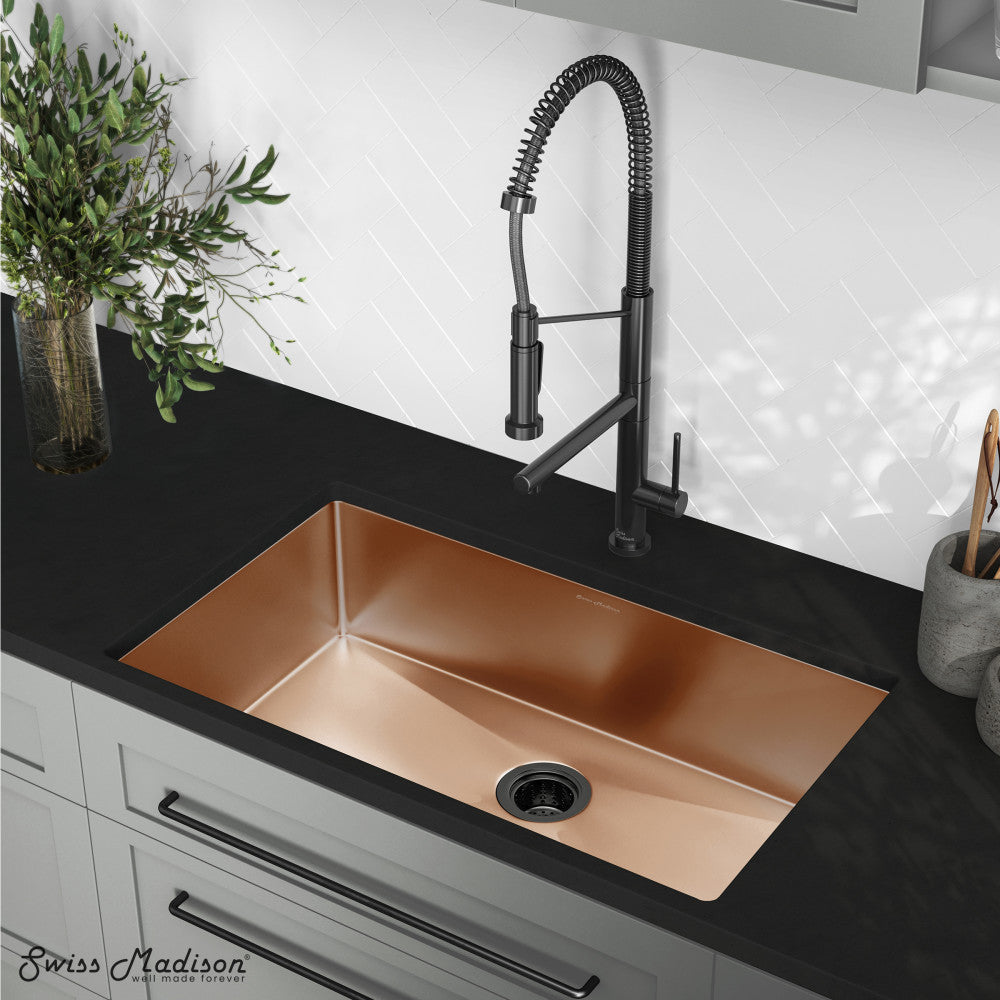 Rivage 32 x 19 Stainless Steel, Single Basin, Undermount Kitchen Sink, Rose Gold