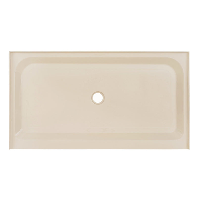 Voltaire 60" x 36" Single-Threshold, Center Drain, Shower Base in Biscuit