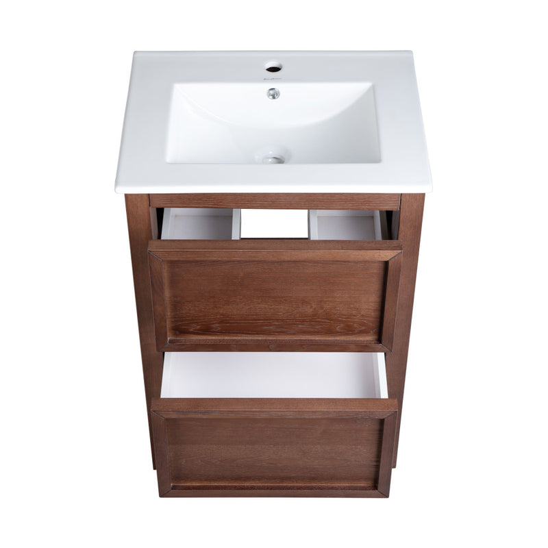 Nadar 24" Freestanding Bathroom Vanity in Brown Oak with Sink Top