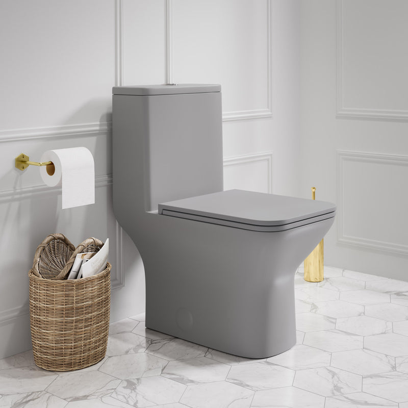 Carre One-Piece Square Toilet Dual-Flush in Matte Grey1.1/1.6 gpf