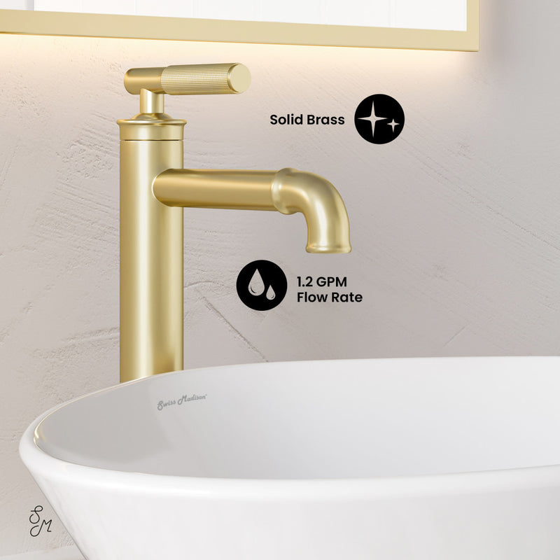 Avallon Single Hole, Single-Handle Sleek, High Arc Bathroom Faucet in Brushed Gold