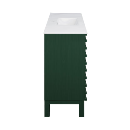 Cascade 48" Freestanding Bathroom Vanity in Green Oak with Sink Top