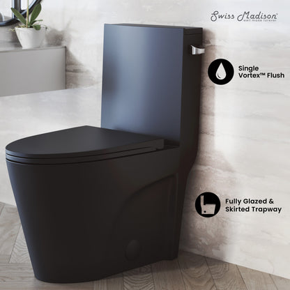 St. Tropez One-Piece 14" Rough-in 1.28 GPF Right-Hand Vortex Flush Elongated Toilet in Matte Black