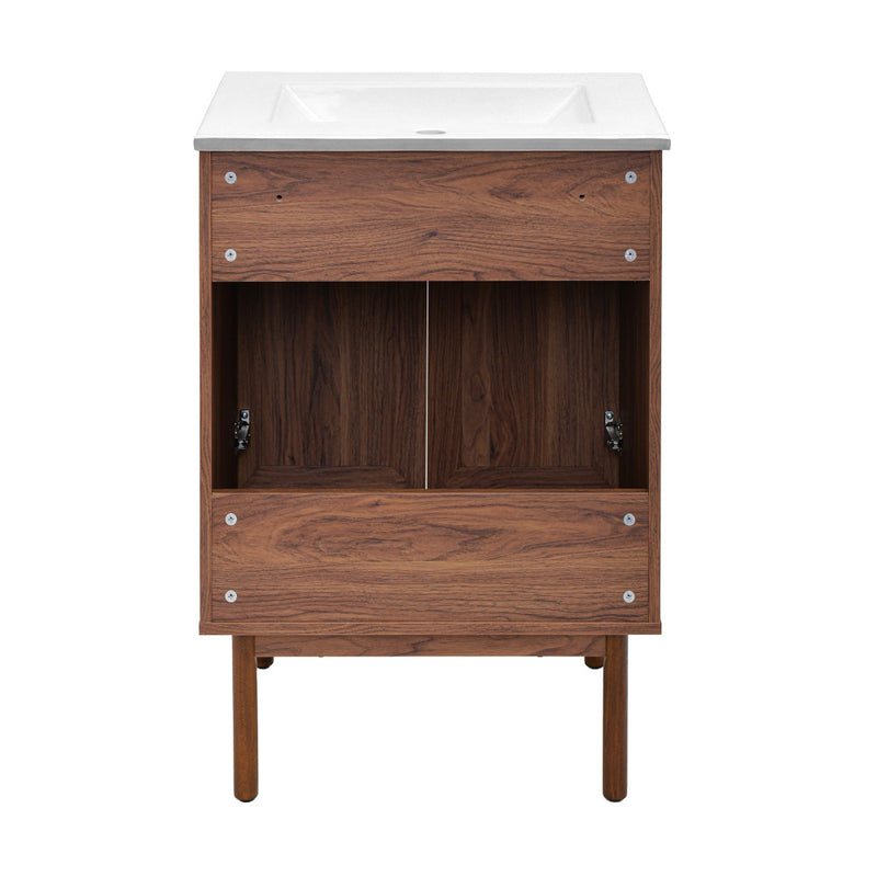 Classe 24" Freestanding Bathroom Vanity in Brown Oak with Sink Top