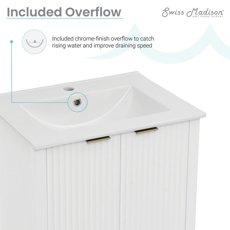 Bastille 24" Freestanding Bathroom Vanity in White with Sink Top