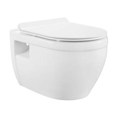 Ivy Wall-Hung Toilet Bundle 0.8/1.6 GPF Dual Flush in Glossy White with Brass Flush Plate