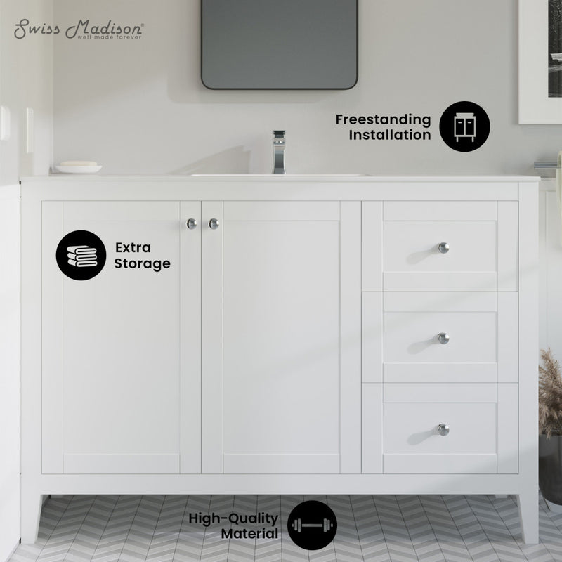 Cannes 48 Single, Two Doors, Three Drawers, Bathroom Vanity