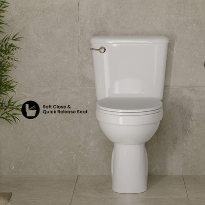 Carlton Marquette Rear-Outlet Two-Piece 1.6 GPF Left-Hand Flush Elongated Toilet in Glossy White