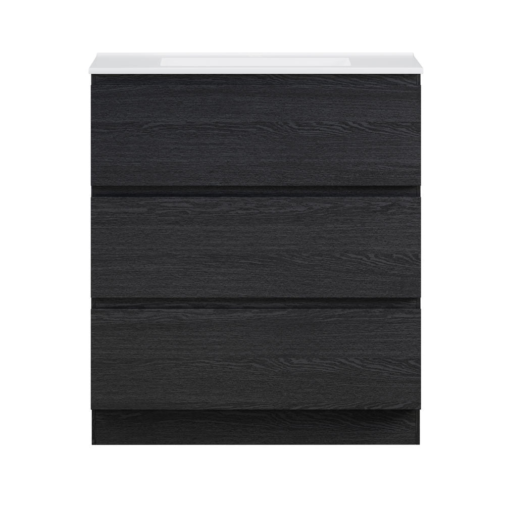 Liberte 30" Freestanding Bathroom Vanity in Black Oak with Sink Top