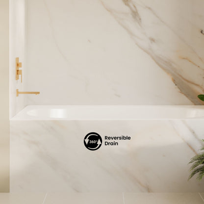 Claire 60 x 42 Oval Drop-in Reversible Drain Soaking Bathtub in Glossy White