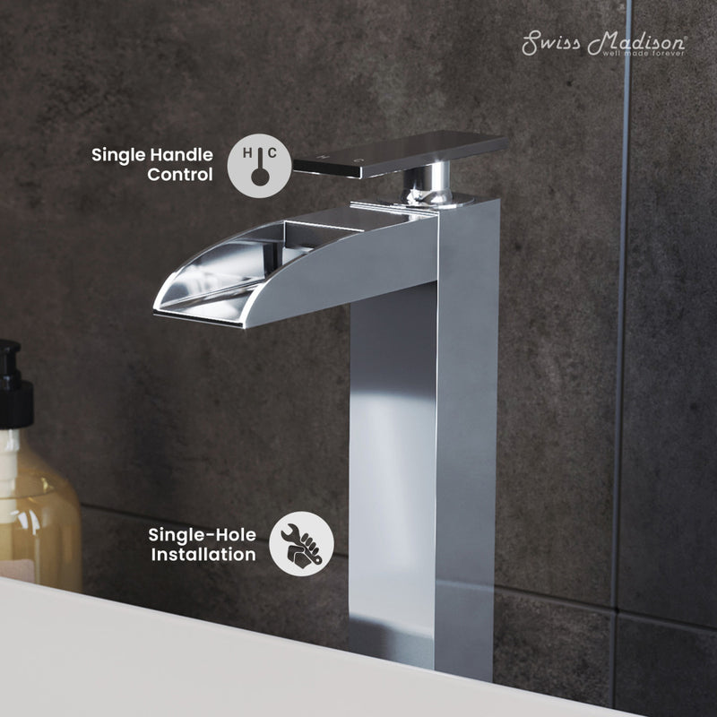 Concorde Single Hole, Single-Handle, High Arc Waterfall, Bathroom Faucet in Chrome