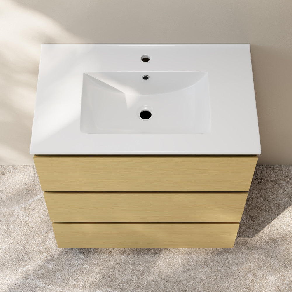 Liberte 30" Freestanding Bathroom Vanity in Natural Oak with Sink Top