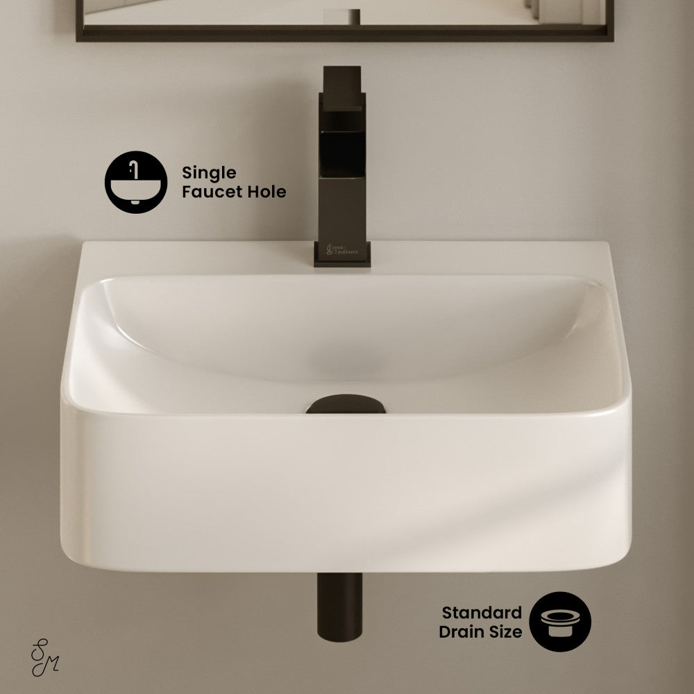 St. Tropez 17" Rectangle Wall-Mounted Sink in Glossy White