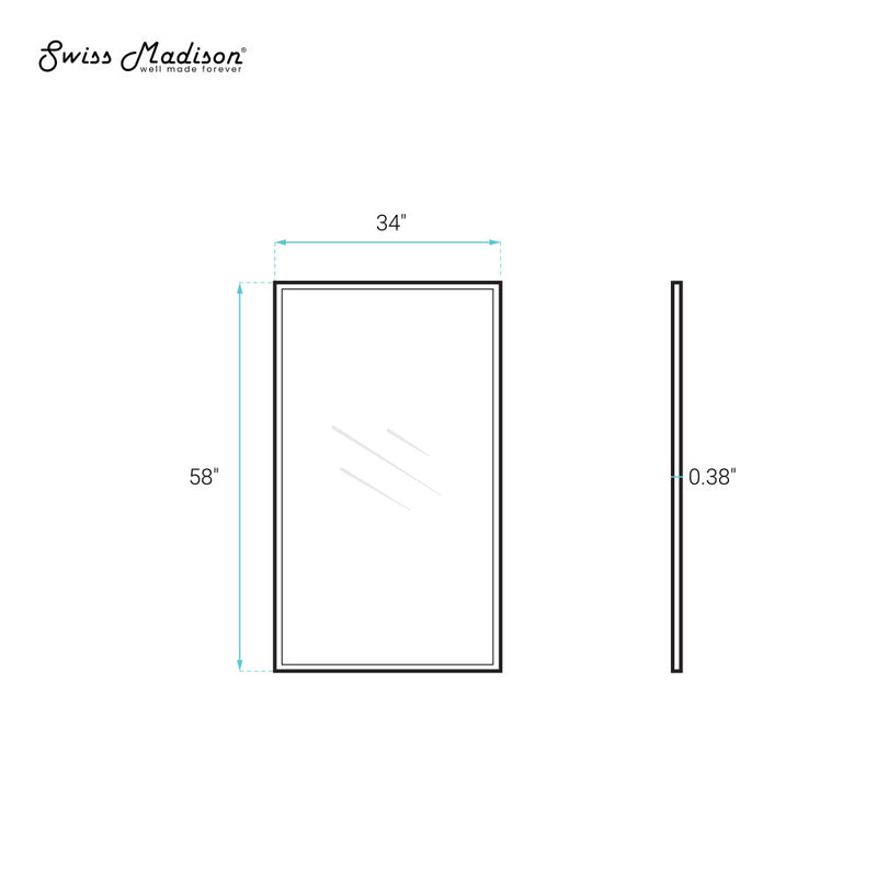 Pierre 34 x 58 Framed Fixed 3/8 in. (10mm) Clear Tempered Glass Tub Door with Brushed Gold Frame