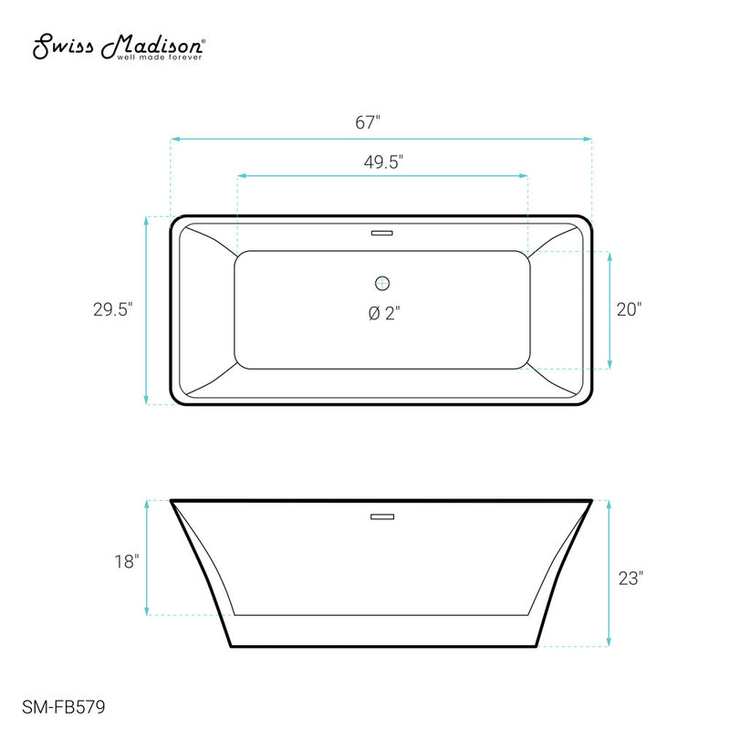 St. Tropez 67" Freestanding Bathtub