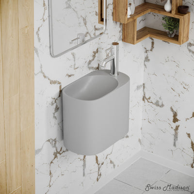 Terre 17.5" Right Side Faucet Wall-Mount Bathroom Sink in Pashmina Grey