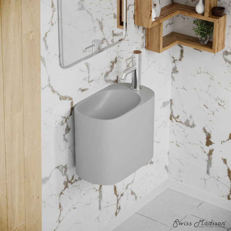 Terre 17.5" Right Side Faucet Wall-Mount Bathroom Sink in Pashmina Grey