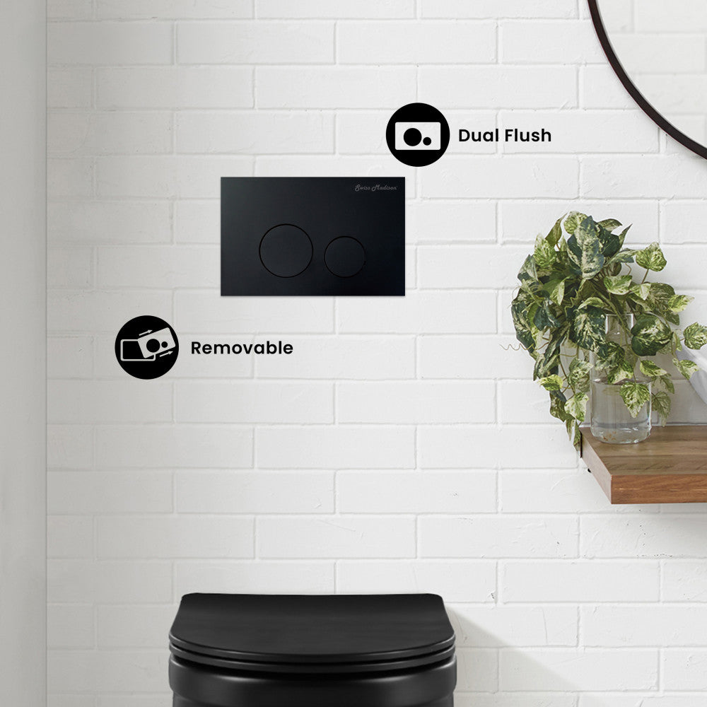 Monaco Wall Mount Dual Flush Actuator plate in Matte Black