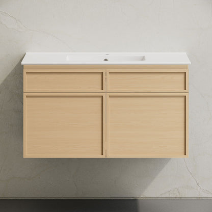 St. Tropez 36" Wall-Mounted Bathroom Vanity in Natural Oak with Sink Top