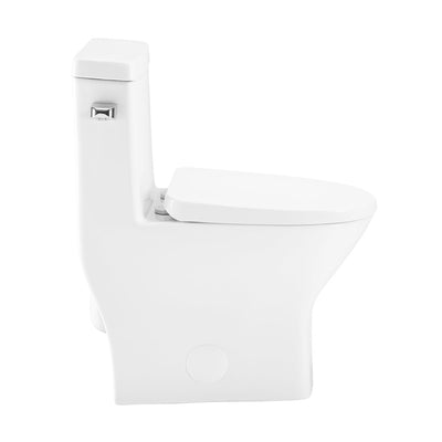 Sublime II One-Piece 12" Rough-in 1.28 GPF Left Flush Round Compact Toilet in Glossy White