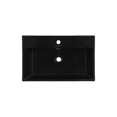 Claire 24 Ceramic Console Sink Matte Black Basin Chrome Legs