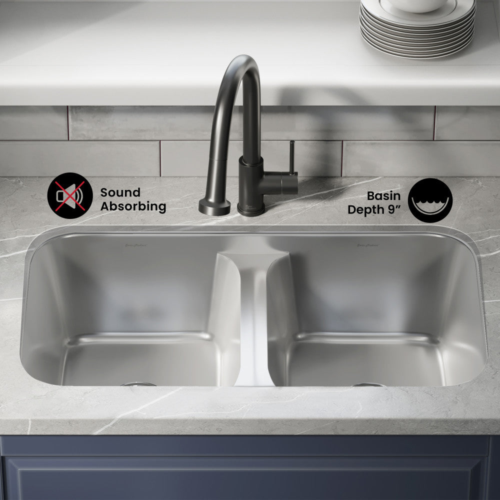 Toulouse 29 x 18 Stainless Steel, Dual Basin, Undermount Kitchen Sink