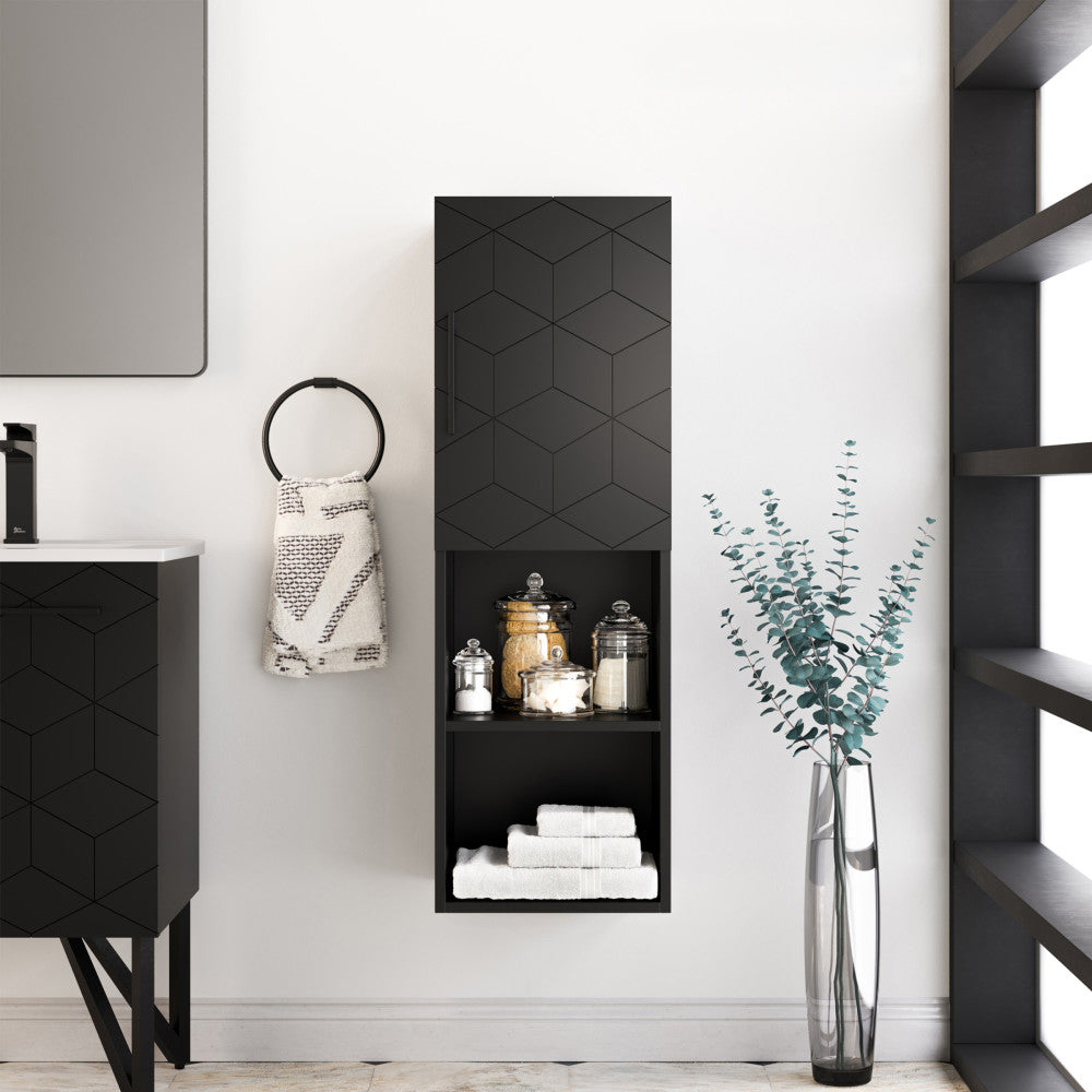 Annecy 15" W x 46" H x 12" D  Linen Cabinet in Phantom Black