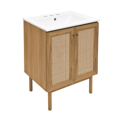Classe 24" Freestanding Bathroom Vanity in Golden Oak with 3-Hole Centerset Sink Top
