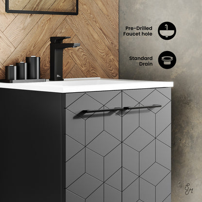 Annecy 24" Freestanding Bathroom Vanity in Phantom Black with Sink Top