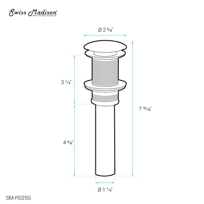 Residential Non-Overflow Pop Up Sink Drain 1.75 in Gold