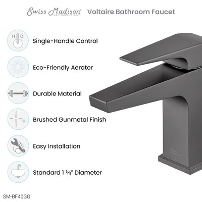 Voltaire Single Hole, Single-Handle, Bathroom Faucet in Gunmetal Grey