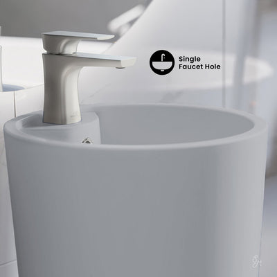 Monaco Circular Basin Pedestal Sink Matte Gray