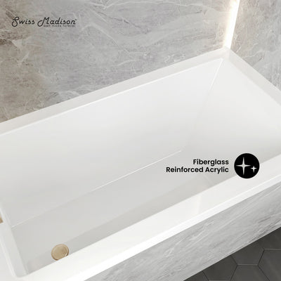 Voltaire 54 x 30 Left Drain Soaking Alcove Bathtub in Glossy White