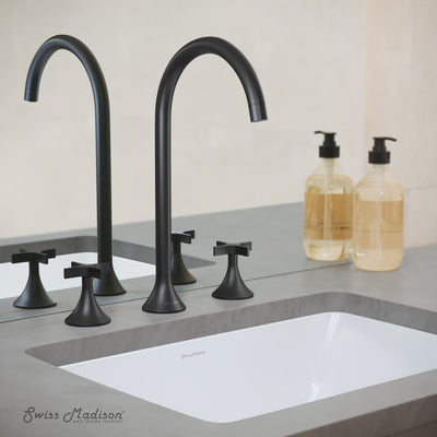 Daxton 8 in. Widespread, Cross Handle, Bathroom Faucet in Matte Black