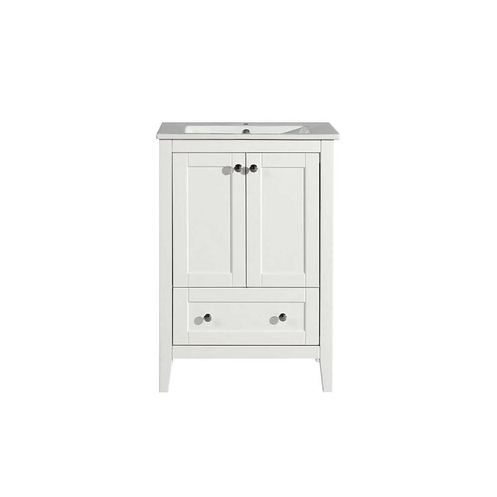 Cannes 24" Freestanding Bathroom Vanity in White with Sink Top