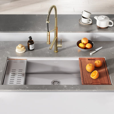 Rivage 45 x 19 Single Basin Undermount Kitchen Workstation Sink