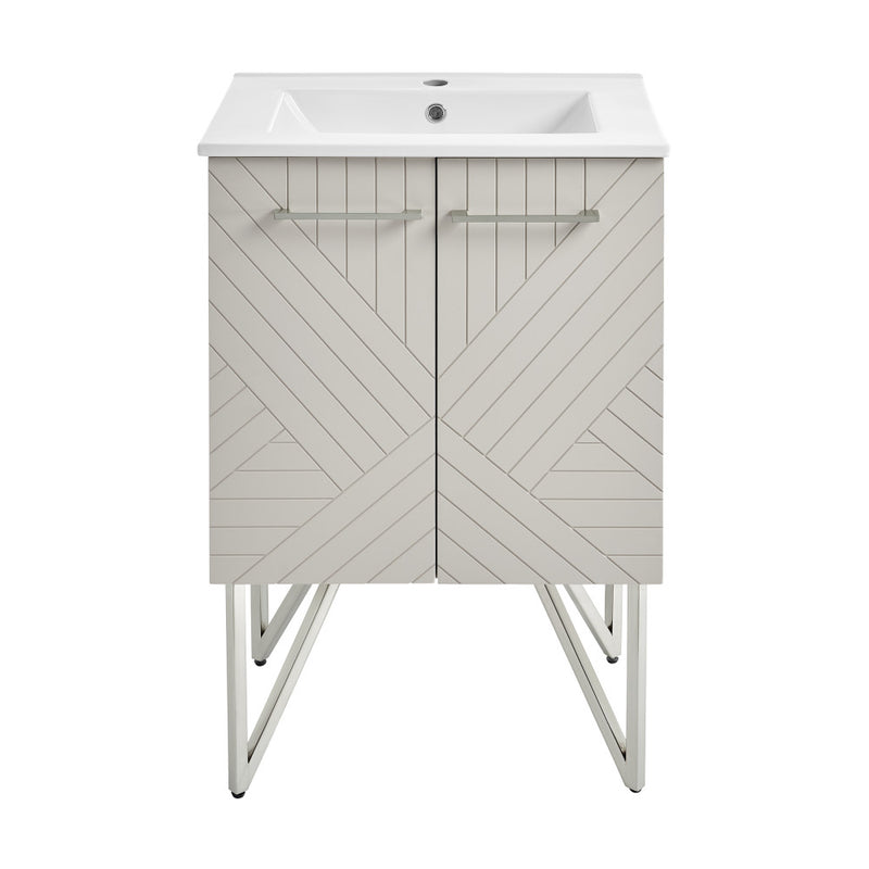 Annecy 24" Freestanding Bathroom Vanity in Greige with Sink Top