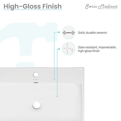 Carre 24" Vanity Top Bathroom Sink Single Hole