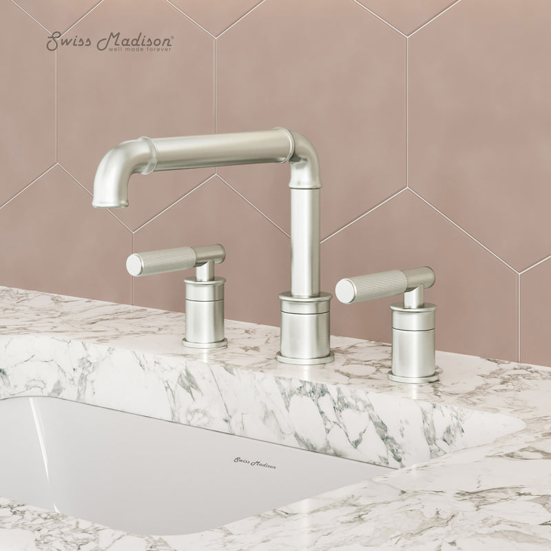 Avallon 8 in. Widespread, Sleek Handle, Bathroom Faucet in Brushed Nickel