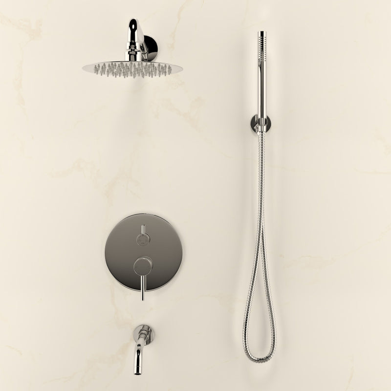 Ivy 1.8 GPM Wall Mount Fixed Shower Head with Hand Sprayer and Tub Filler in Polished Chrome, Valve Included