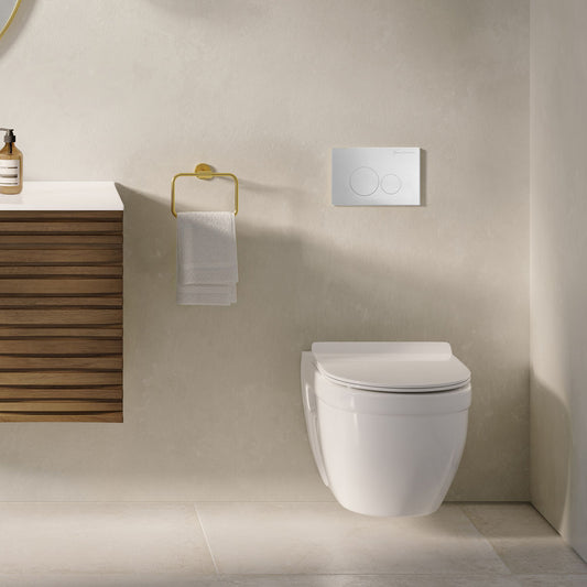 Ivy Wall-Hung Toilet Bundle 0.8/1.6 GPF Dual Flush in Glossy White with White Flush Plate